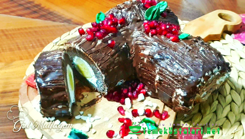 Kütük Pasta Tarifi / Sürprizli Yeni Yıl Pastası /Yule Log Cake